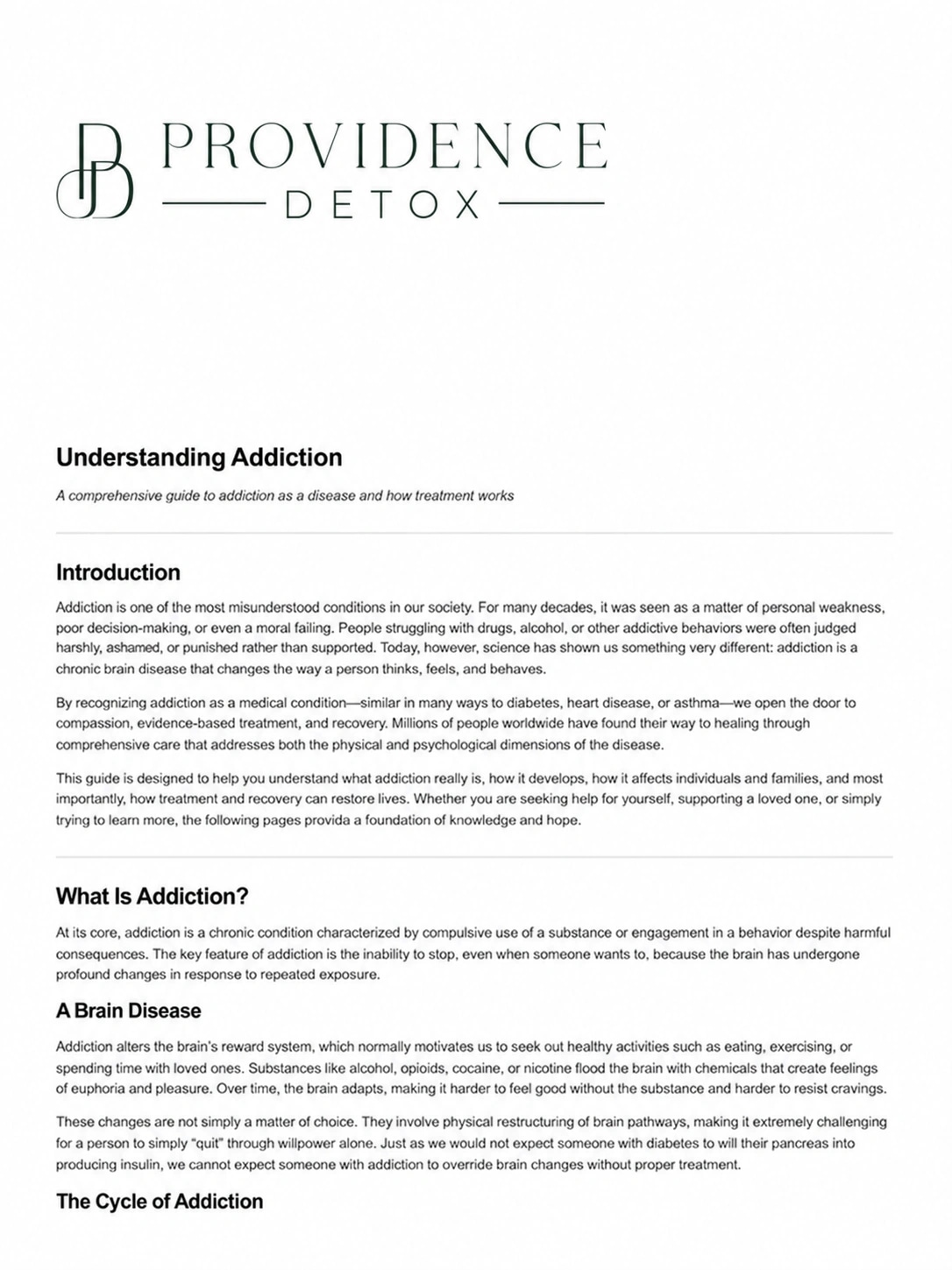 Understanding addiction Providence PDF cover