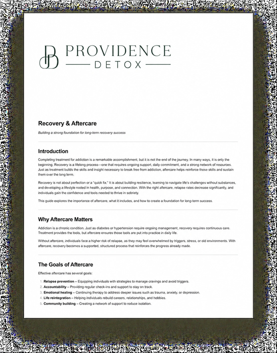 Recovery and aftercare Providence PDF cover