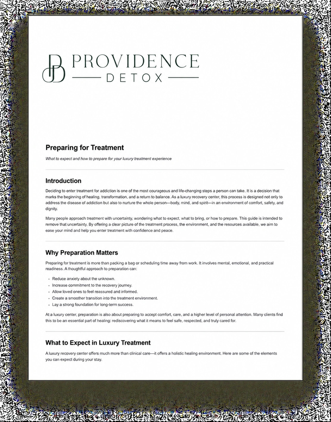 Preparing for treatment Providence PDF cover